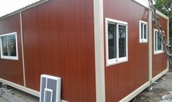 移動隔熱組合屋3x6x2.7米三台併16.5K紅豆杉紋外觀2